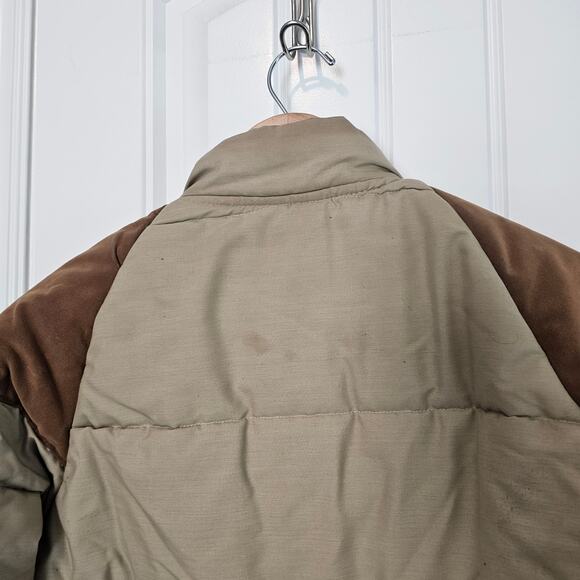 Vintage Puffer Coat Mens Small Tan Brown 80s Utility Farm Ranch Western Warm - Picture 8 of 13